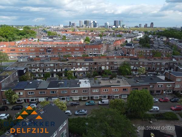 Luchtfoto van daken in woonwijk Delfzijl Luchtfoto van daken in woonwijk Delfzijl